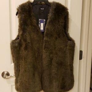 "New" Brown Faux Fur Vest